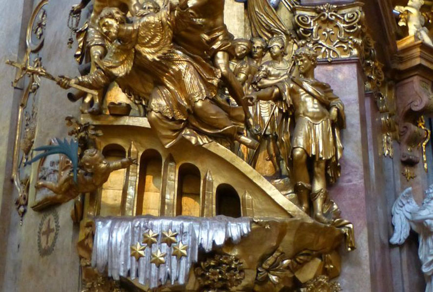 Peterskirche Wien, Brückensturz Nepomuk